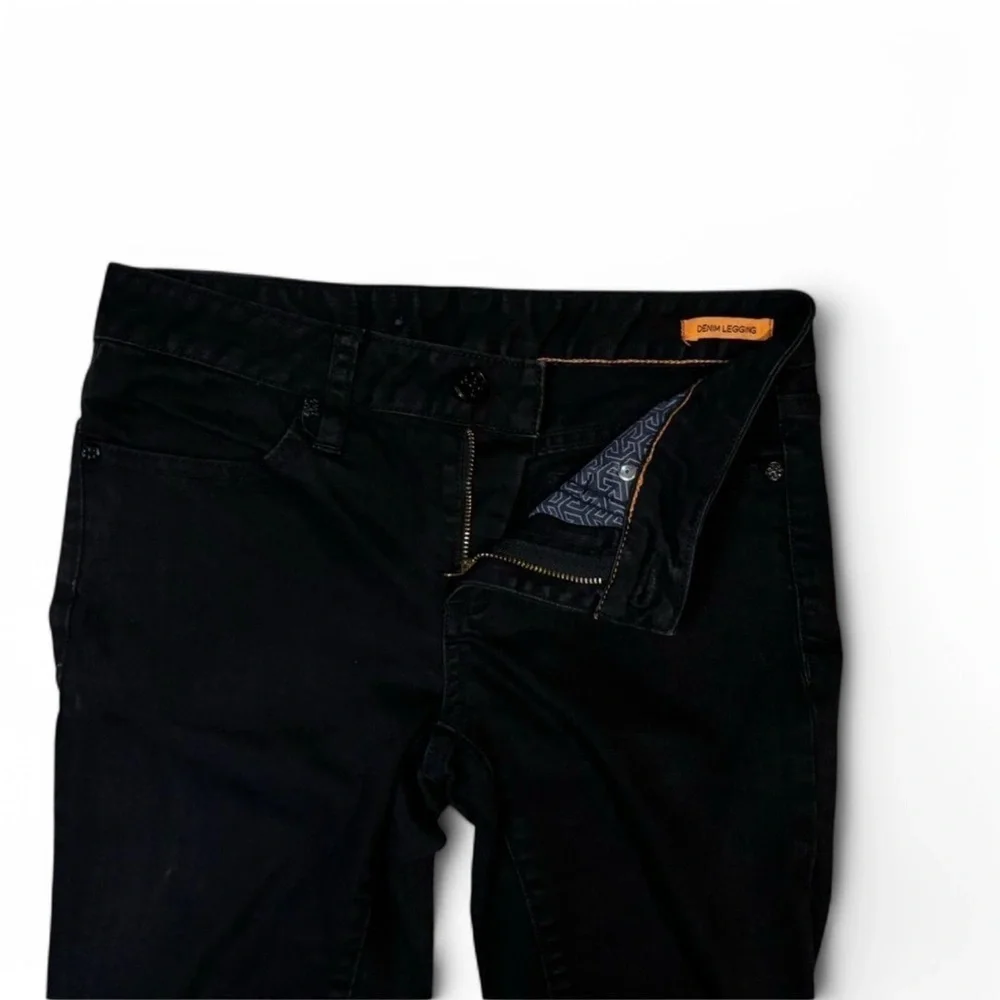 Tory Burch Size 25 Black Denim Legging Jeans Skinny Ankle Low Rise Logo Patch